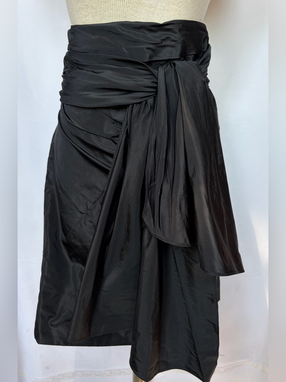 Vintage Valentino Boutique Black Silk Draped Wrap Skirt | Made in Italy